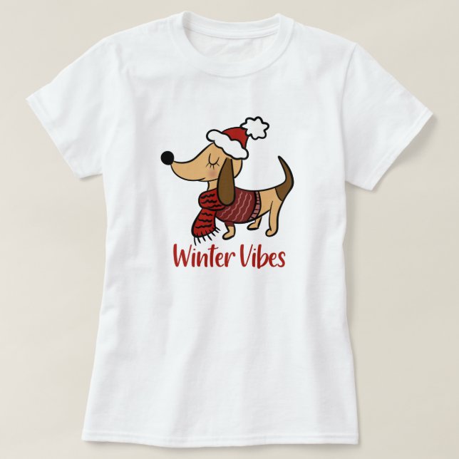 Dackel Winter Dog T - Shirt (Design vorne)