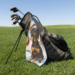 Dackel Winter Wonderland Weihnachtsfreude Golfhandtuch