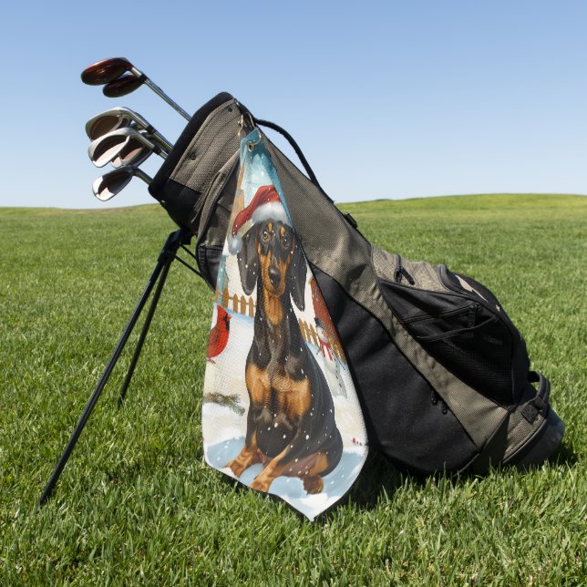 Dackel Winter Wonderland Weihnachtsfreude Golfhandtuch (Gras)