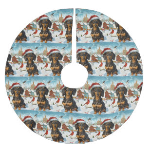 Dackel Winter Wonderland Weihnachtsfreude Polyester Weihnachtsbaumdecke
