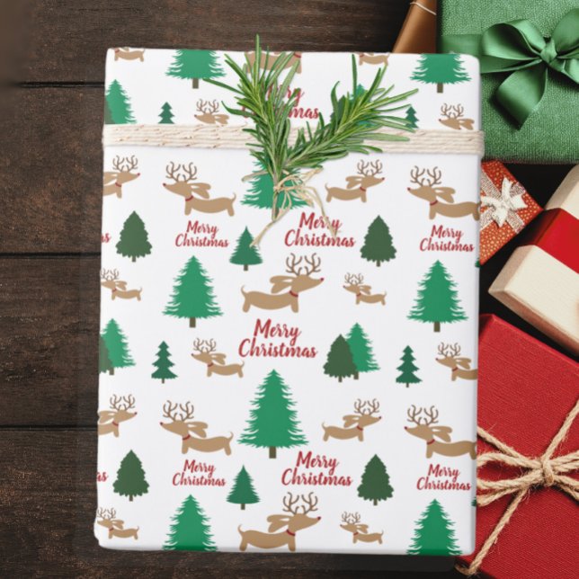 Dackel Winter Wonderland Weihnachtsgeschenk Wrap Geschenkpapier (Dachshund themed Christmas gift wrap)
