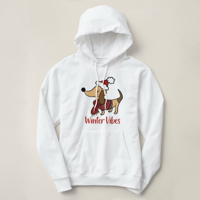Dackel Winterhund Hoodie (Design vorne)