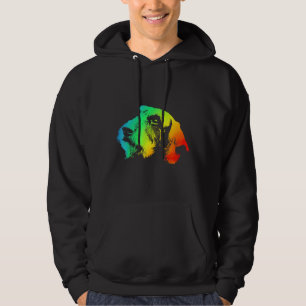 Dackel Wire Haar farbenfroh Regenbogen Retro Hoodie