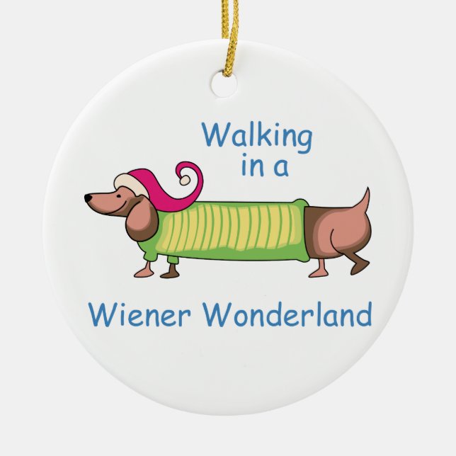 Dackel Wonderland Keramik Ornament (Vorne)