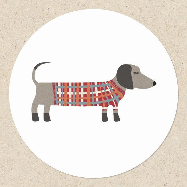 Dackel Wurst Dackel Hund Runder Aufkleber (Dachshund Wiener Sausage Dog sticker)