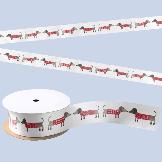 Dackel Wurst Dackel Hund Satinband (Fun festive Dachshund Sausage or Weiner Dog satin ribbon)
