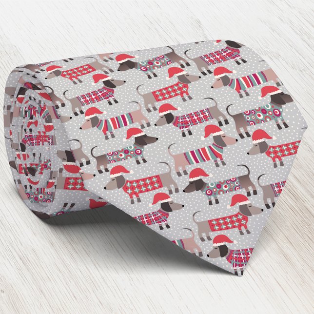 Dackel Wurst Dackel Hund Urlaub Krawatte (Fun Dachshund Wiener Dog Christmas Winter Holidays tie)