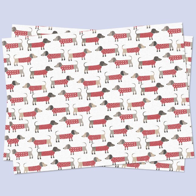 Dackel Wurst Dackel Hund Urlaub Seidenpapier (Fun festive Dachshund Sausage or Weiner Dog tissue paper)