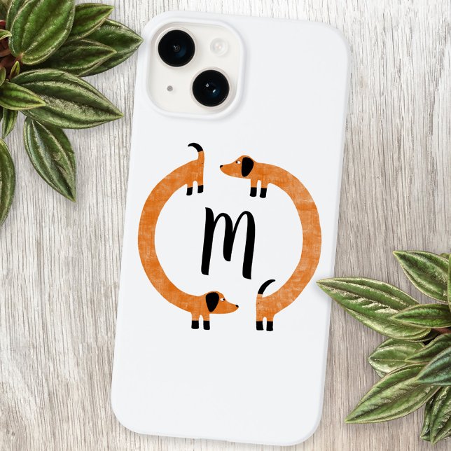 Dackel Wurst Dog Monogram iPhone Fall Case-Mate iPhone Hülle (Fun dachshund wiener sausage dog monogram personalized cell phone case)
