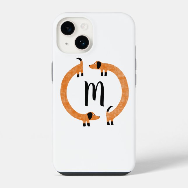 Dackel Wurst Dog Monogram iPhone Fall Hülle (Rückseite)