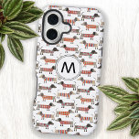 Dackel Wurst Dog Monogramm iPhone 16 Hülle<br><div class="desc">Niedliche Dackel Wurst Hundsmuster,  um ein Lächeln von jedem Hundeliebhaber zu erhöhen. Originelle Kunst von Nic Squirrell. Ändern Sie das Monogramm zuerst,  um es zu personalisieren.</div>