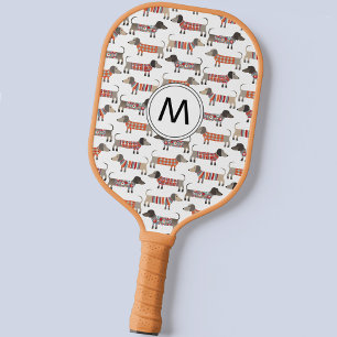 Dackel Wurst Dog Monogramm Pickleball Schläger