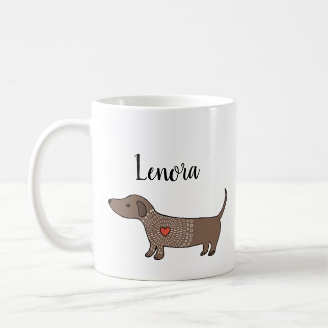 Dackel Wurst Hund Dackel Hund Personalisierter Nam Kaffeetasse (Links)