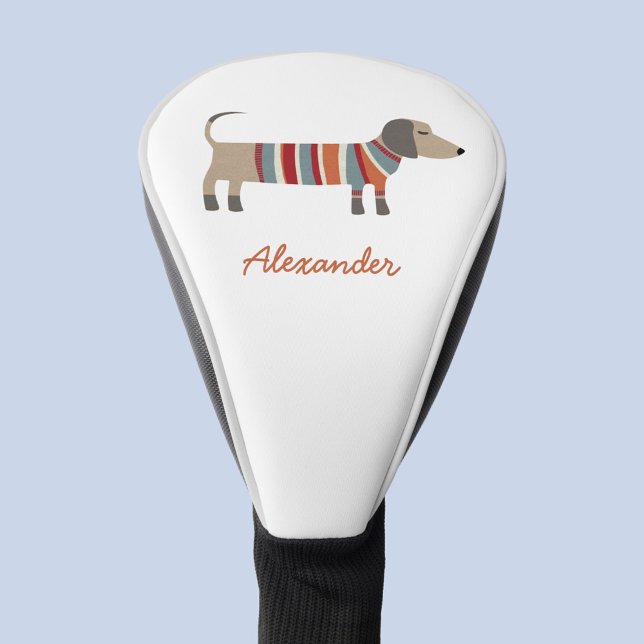 Dackel Wurst Hund Individuelle Name Golf Headcover (Dachshund Wiener Sausage Dog personalized name fun golf head cover)