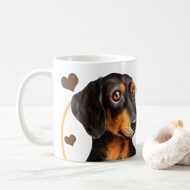 Dackel Wurst Hund jeden Snack, den Sie machen Kaffeetasse (Mit Donut)