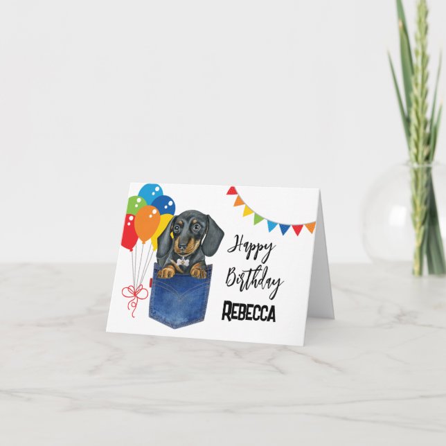 Dackel Wurst Hund Personalisiert Grußkarte Karte (Vorderseite)