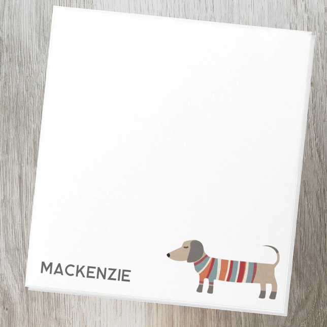 Dackel Wurst Hund Personalisiert Notizblock (Fun Dachshund Wiener Sausage Dog personalized notepad for animal lovers)