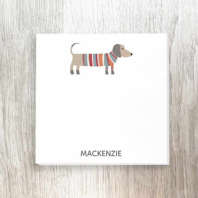 Dackel Wurst Hund Personalisiert Post-it Klebezettel (Dachshund Wiener Sausage dog fun personalized name Post It sticky notes)