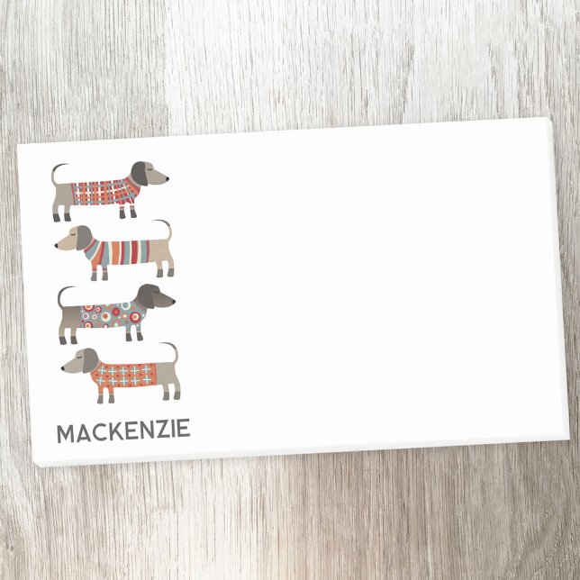 Dackel Wurst Hund Personalisiert Post-it Klebezettel (Fun Dachshund Sausage Wiener Dog personalize post it notes)