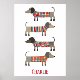 Dackel Wurst Hund Personalisiert Poster