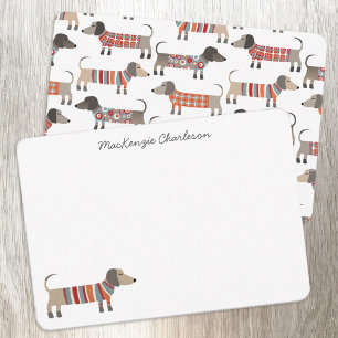 Dackel Wurst Hund Personalisiert Stationery Mitteilungskarte