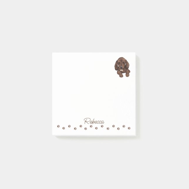 Dackel Wurst Hund Personalisierte Hinweise nach de Post-it Klebezettel (Vorderseite)