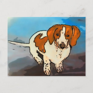 Dackel Wurst Hund Wasserfarben Postkarte