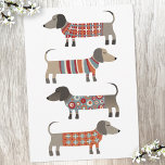 Dackel Wurst Hundeschlittenkarte Dankeskarte<br><div class="desc">Niedliche kleine Dackel Würstchen oder Dackel Hunde in Wollstrickbekleidung. Ideal für Hundeliebhaber und Hundeschlittengänger.</div>