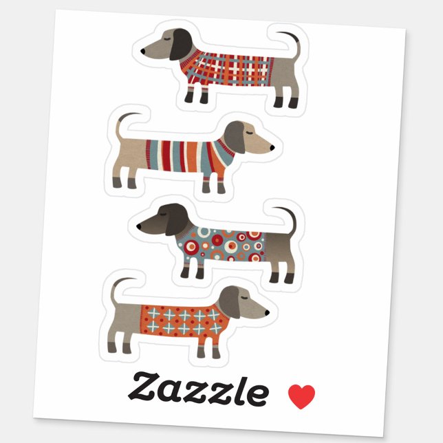 Dackel Wursthund Aufkleber (Fun Dachshund Wiener Sausage Dog die cut stickers)