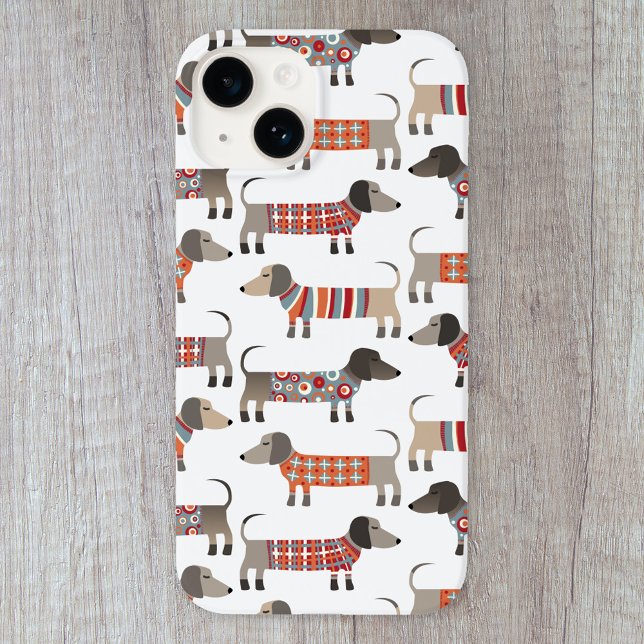 Dackel Wursthund Case-Mate iPhone Hülle (Fun Dachshund wiener sausage dog pattern cell phone case for animal lovers.)