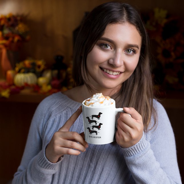 Dackel Wursthund Herz Personalisiert Milchtasse (Von Creator hochgeladen)