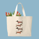 Dackel Wursthund Jumbo Stoffbeutel<br><div class="desc">Lustige kleine Dackel Würstchen oder Dackel Hunde in Wollstrickbekleidung. Ideal für Hundefreunde. Originelle Kunst von Nic Squirrell.</div>