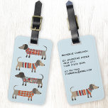 Dackel Wursthund Personalisiert Gepäckstück Tag Gepäckanhänger<br><div class="desc">Niedliche kleine Dackel Würstchen oder Dackel Hunde in Wollstrickbekleidung. Ideal für Hundeliebhaber und Hundeschlittengänger. Originelle Kunst von Nic Squirrell. Ändern Sie die Kontaktdaten auf der Rückseite.</div>