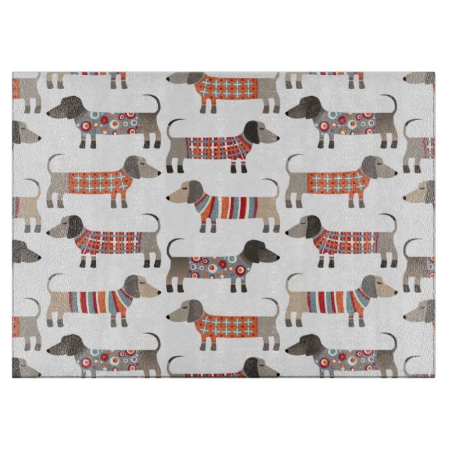 Dackel Wursthund Schneidebrett (Vorderseite)