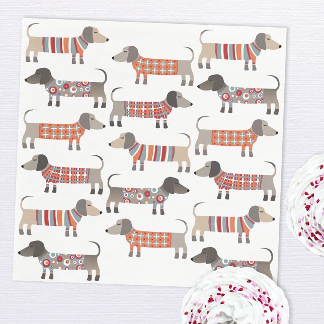 Dackel Wursthund Serviette (Fun Dachshund Wiener Sausage dog party paper napkins)