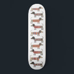 Dackel Wursthund Skateboard<br><div class="desc">Niedliche kleine Dackel Würstchen oder Dackel Hunde in Wollstrickbekleidung. Ideal für Hundeliebhaber und Hundeschlittengänger.</div>