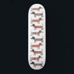 Dackel Wursthund Skateboard<br><div class="desc">Niedliche kleine Dackel Würstchen oder Dackel Hunde in Wollstrickbekleidung. Ideal für Hundeliebhaber und Hundeschlittengänger.</div>