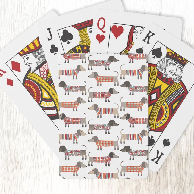 Dackel Wursthund Spielkarten (Dachshund Wiener Sausage Dog playing cards)