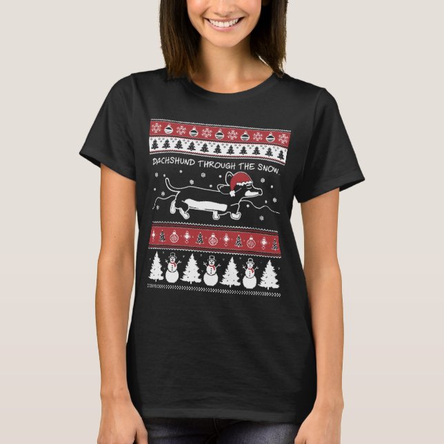 Dackel Xmas Ugly Christmas Sweater T-Shirt (Vorderseite)