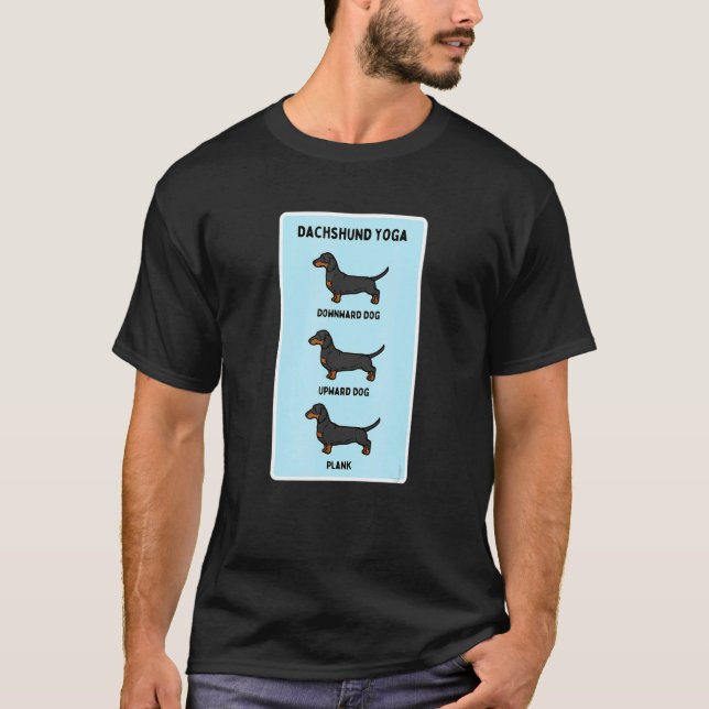 Dackel Yoga Albern Pet Eigentümer Joke Plank Übung T-Shirt (Vorderseite)