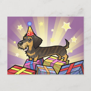 Dackel zum Geburtstag (Drahthaarterrier) Postkarte