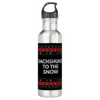 Dackel zum Schnee Weihnachtshund Lover Xmas Hausti Edelstahlflasche