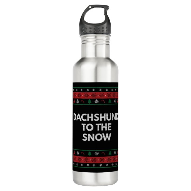 Dackel zum Schnee Weihnachtshund Lover Xmas Hausti Edelstahlflasche (Vorderseite)