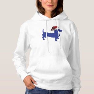 Dackel zur Weihnachtsblauen Silhouette Hoodie