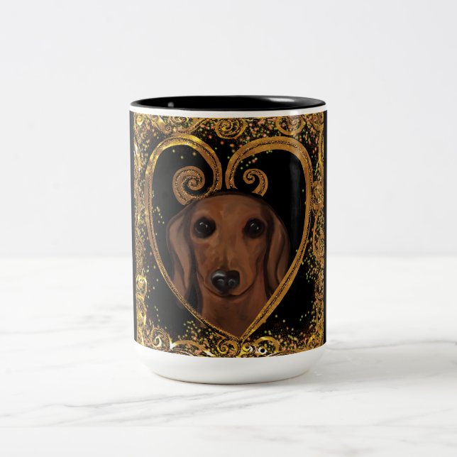 DACKEL ZWEIFARBIGE TASSE (Mittel)