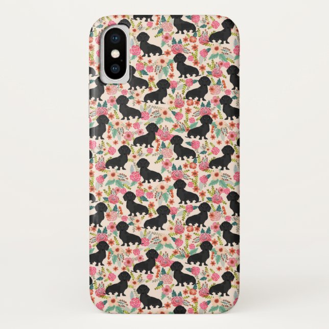 Dackelblumentelefonkasten - schwarze Dackel - Case-Mate iPhone Hülle (Rückseite)