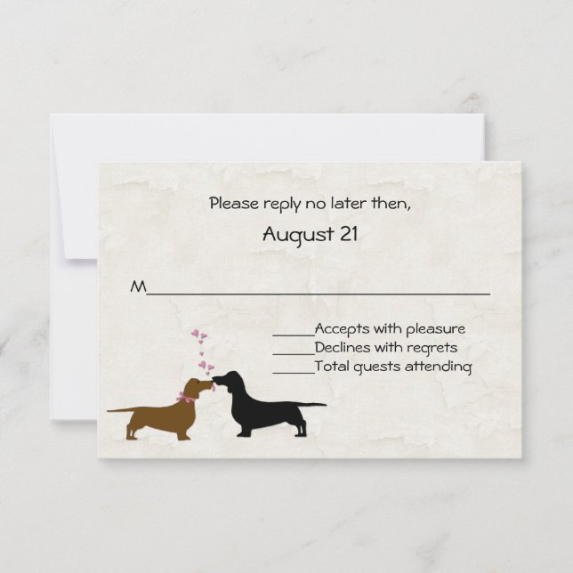 Dackeln Custom Ivory Wedding RSVP Card Karte (Vorderseite)