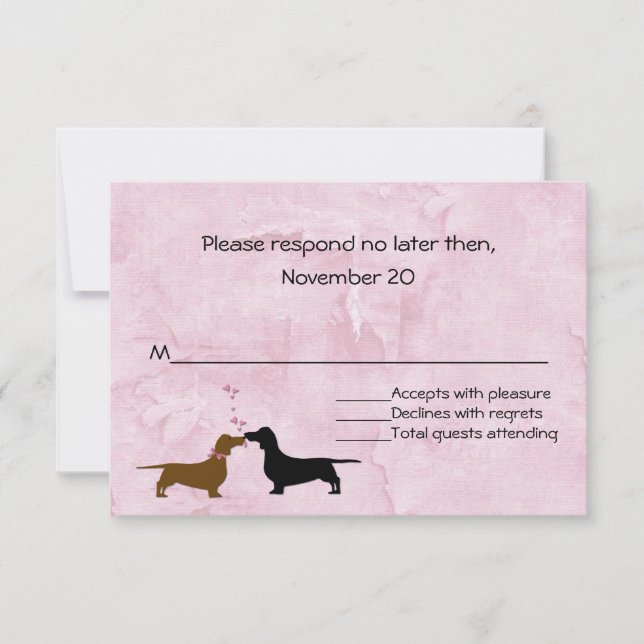 Dackeln Custom Pink Wedding RSVP (Vorderseite)