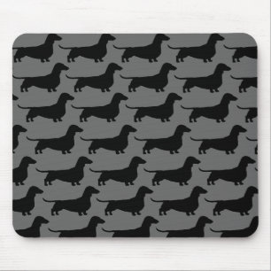Dackeln Dackel Hunde Silhouetten Grau und Schwarz Mousepad