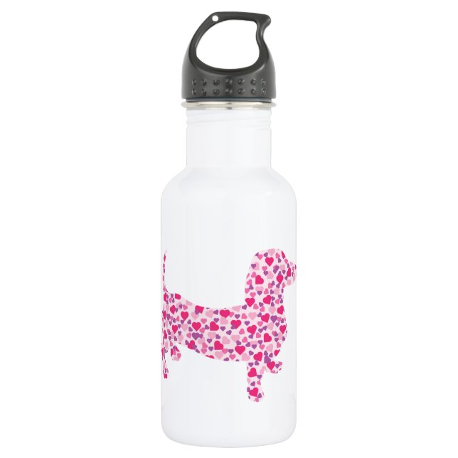 Dackeln des rosa Herzens Trinkflasche (Vorderseite)